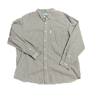 Columbia Sportswear Co Plaid Long Sleeve Dress Shirt Black White Bronze Size XXL